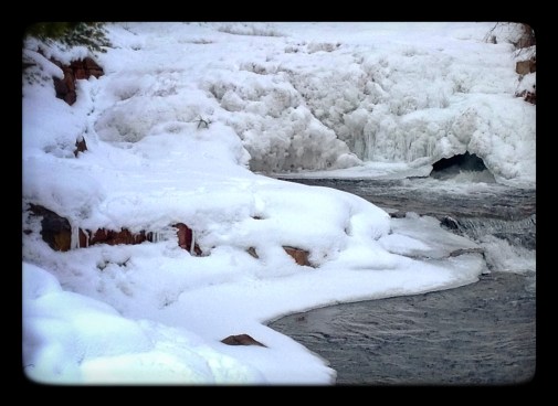 The lower falls covered with ice